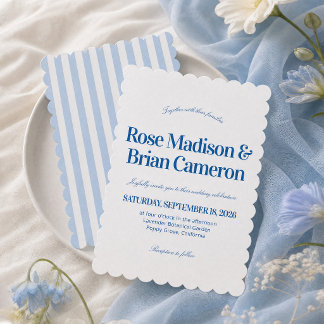 Invitaciones de boda con rayas de cabana onduladas