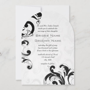 Invitaciones de boda con remolinos negros reales