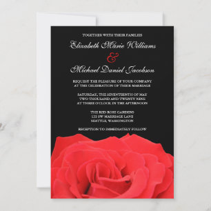 Invitaciones de boda con rosa roja y negra