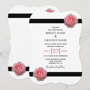 Invitaciones de Boda con Rosa Rosa Elegante y Cint