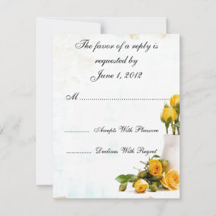 invitaciones de boda con rosas amarillas RSVP