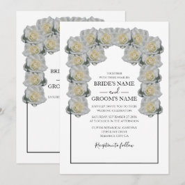 Invitaciones de boda con rosas blancas rústicas