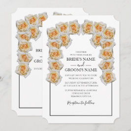 Invitaciones de boda con rosas naranjas rústicas