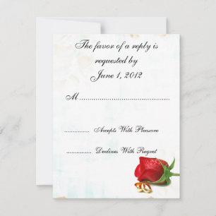 invitaciones de boda con rosas rojas para RSVP