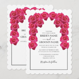 Invitaciones de boda con rosas rosadas rústicas