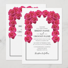 Invitaciones de boda con rosas rosadas rústicas