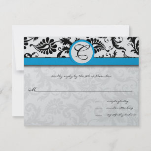 Invitaciones de boda con seda negra damasco y bord