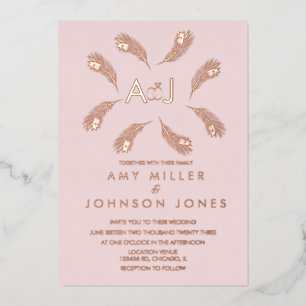 Invitaciones de boda con sello de hoja tropical de