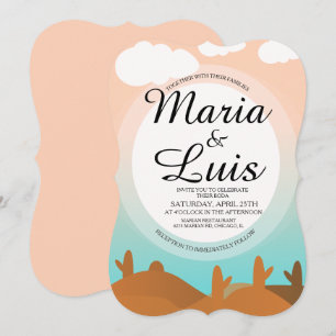 Invitaciones de boda con sombras de cactus al aman