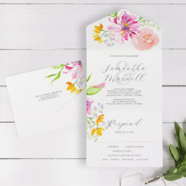 Invitaciones de boda con tarjeta de RSVP Flores ro