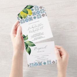 Invitaciones de boda con tarjeta RSVP Amalfi Tile