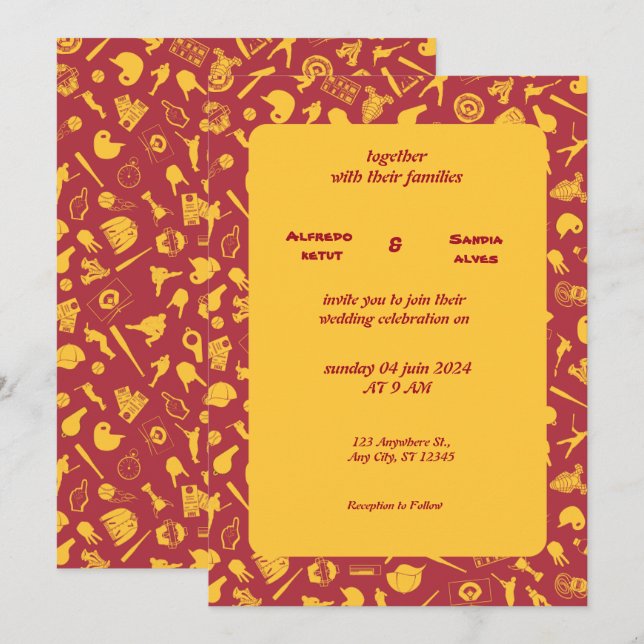 Invitaciones de boda con tema de béisbol amor depo (Anverso / Reverso)