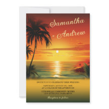 Invitaciones de Boda con Tema de Playa al Atardece