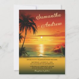 Invitaciones de Boda con Tema de Playa al Atardece
