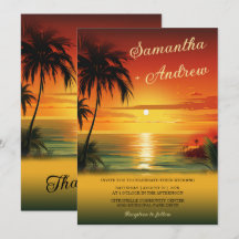 Invitaciones de Boda con Tema de Playa al Atardece