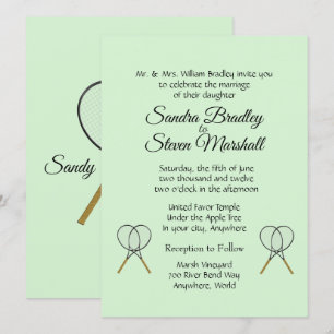 Invitaciones de boda con tema de tenis