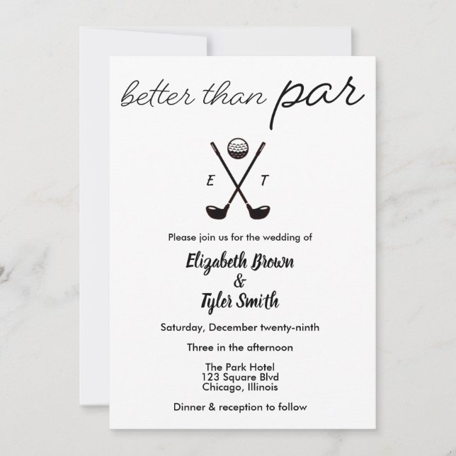 Invitaciones de boda con temática de golf "mejor q (Anverso)