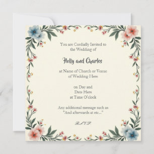 Invitaciones de boda con un borde de flores
