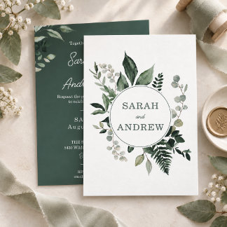 Invitaciones de boda con vegetación a doble cara