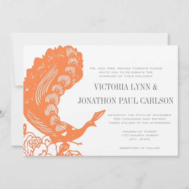 Invitaciones de boda Coral Peacock Roaring 20s (Reverso)