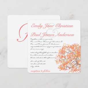 Invitaciones de boda Coral Tree Gray Trunk Raspber
