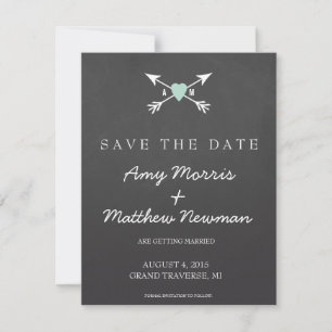 Invitaciones de boda Corazón de pizarra + Flecha