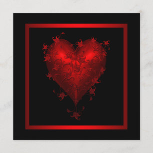 Invitaciones de boda corazón rojo negro