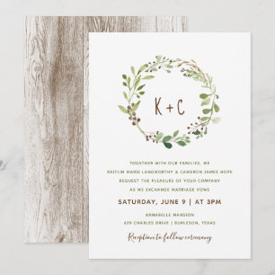 Invitaciones de boda Corona de Verdor - Marrón