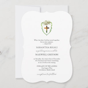 Invitaciones de boda cristianas con cresta floral 