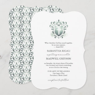 Invitaciones de boda cristianas con cresta verde s