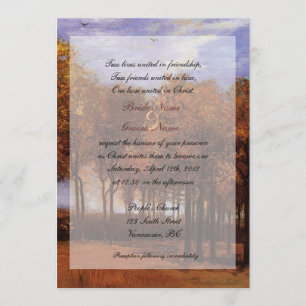 Invitaciones de boda cristianas de otoño de arte f