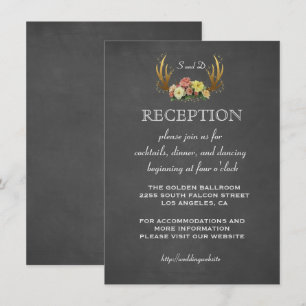 Invitaciones de Boda Cuerno Floral Tiza RECEPCIÓ