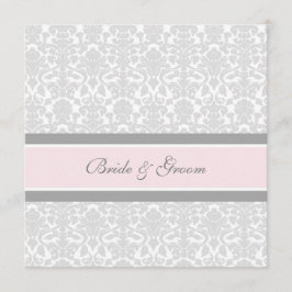 Invitaciones de boda Damasco blanco gris rosado