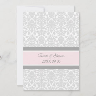Invitaciones de boda Damasco blanco gris rosado