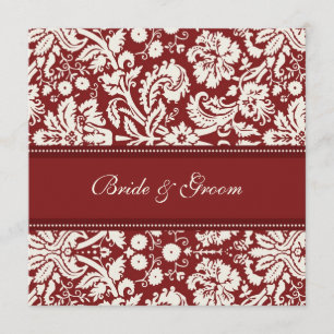 Invitaciones de boda Damasco de crema roja