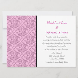 Invitaciones de boda damasco negro blanco rosa