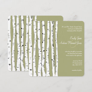 Invitaciones de boda de abedul verde aguacate