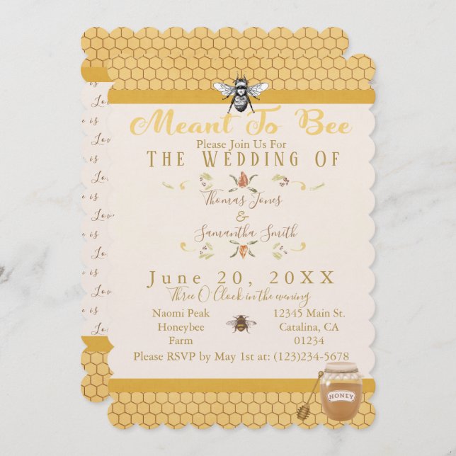 Invitaciones De Boda De Abejas (Anverso / Reverso)