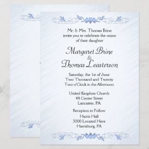 Invitaciones de boda de acento azul
