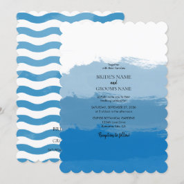 Invitaciones de boda de acuarela de agua azul de p
