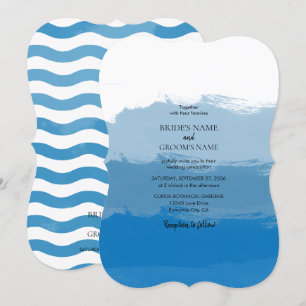 Invitaciones de Boda de Acuarela de Agua Azul de P