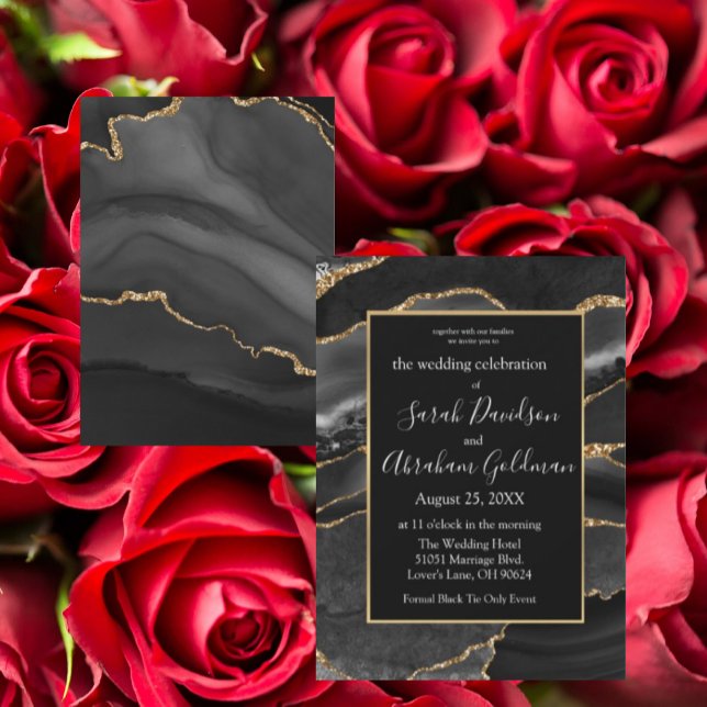 Invitaciones de boda de ágata con lámina de oro ne (Subido por el creador)