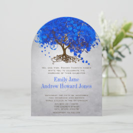 Invitaciones de boda de árbol con hoja de corazón