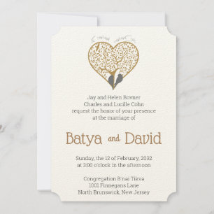 Invitaciones de boda de árbol de corazones