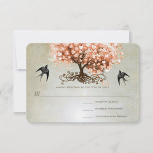Invitaciones de boda de árbol de hoja de corazón d
