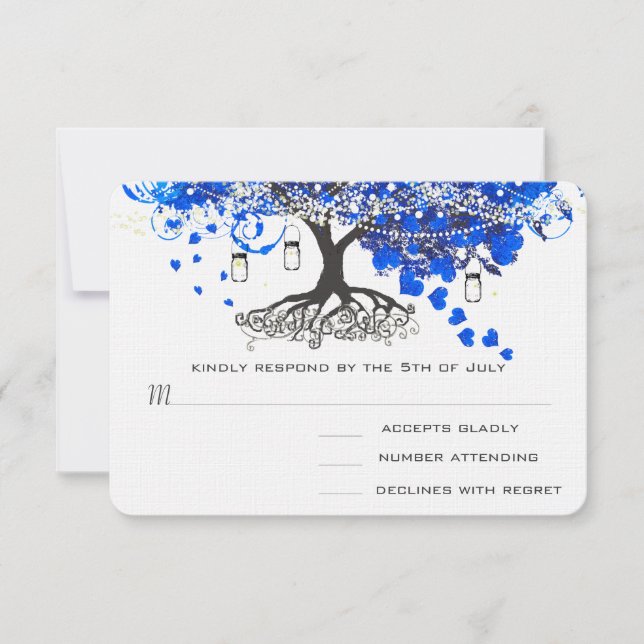 Invitaciones de boda de árbol de hoja en forma de  (Anverso)