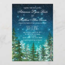 Invitaciones de boda de árbol del bosque de noche