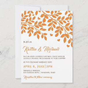 Invitaciones de boda de árboles de otoño Naranja