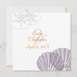 Invitaciones de boda de Arena+Mar/púrpura+naranja