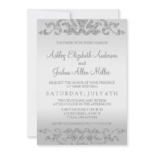 Invitaciones de boda de aspecto Purpurina plateado